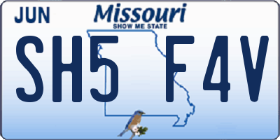MO license plate SH5F4V