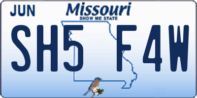 MO license plate SH5F4W