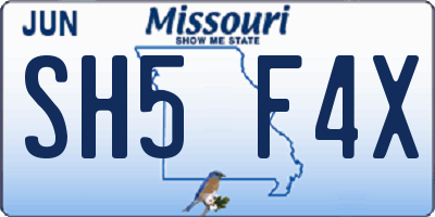 MO license plate SH5F4X