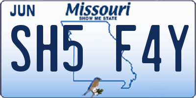 MO license plate SH5F4Y