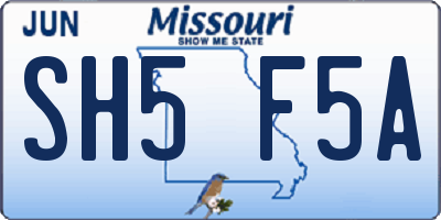 MO license plate SH5F5A