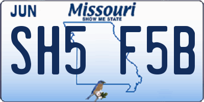 MO license plate SH5F5B