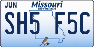 MO license plate SH5F5C