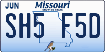 MO license plate SH5F5D