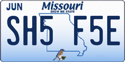 MO license plate SH5F5E