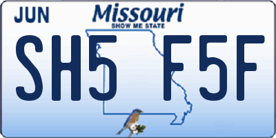 MO license plate SH5F5F