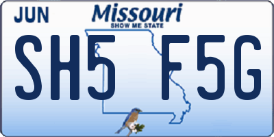 MO license plate SH5F5G