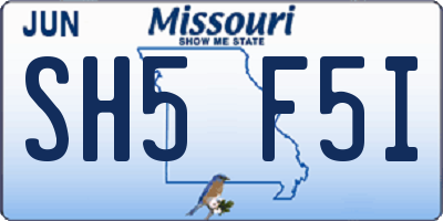 MO license plate SH5F5I