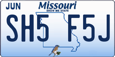 MO license plate SH5F5J
