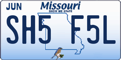 MO license plate SH5F5L