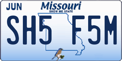 MO license plate SH5F5M