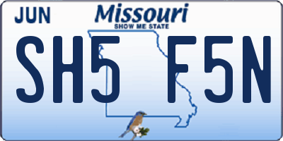 MO license plate SH5F5N