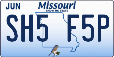 MO license plate SH5F5P