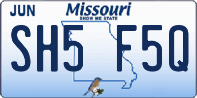MO license plate SH5F5Q