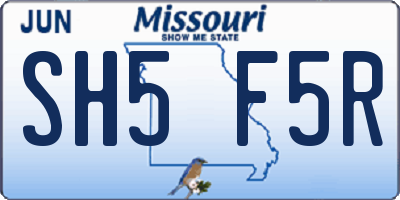 MO license plate SH5F5R