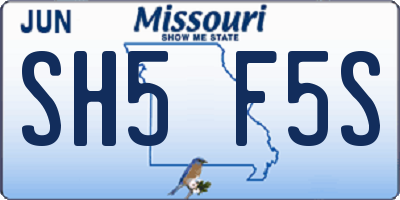 MO license plate SH5F5S