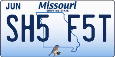 MO license plate SH5F5T