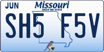 MO license plate SH5F5V