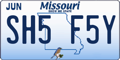 MO license plate SH5F5Y