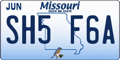 MO license plate SH5F6A