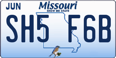 MO license plate SH5F6B