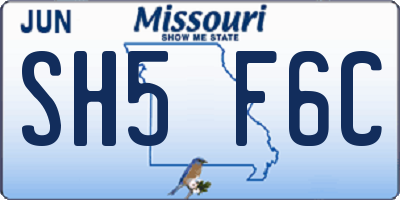 MO license plate SH5F6C