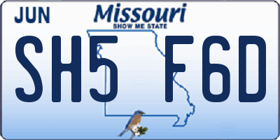 MO license plate SH5F6D