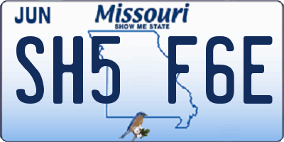 MO license plate SH5F6E