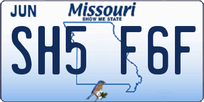 MO license plate SH5F6F