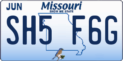MO license plate SH5F6G