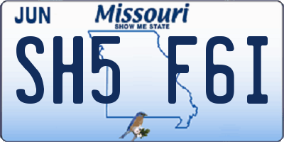 MO license plate SH5F6I