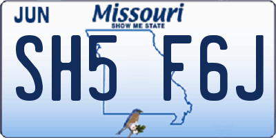 MO license plate SH5F6J