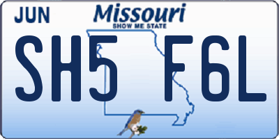 MO license plate SH5F6L