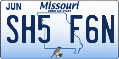 MO license plate SH5F6N