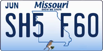 MO license plate SH5F6O