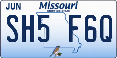 MO license plate SH5F6Q