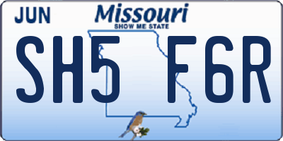 MO license plate SH5F6R
