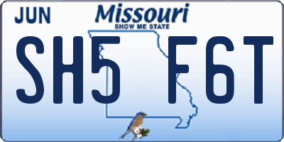 MO license plate SH5F6T