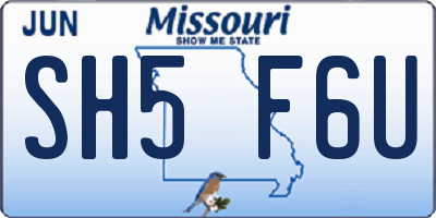MO license plate SH5F6U