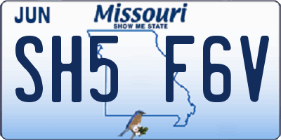MO license plate SH5F6V