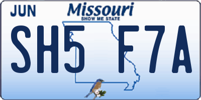 MO license plate SH5F7A