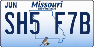 MO license plate SH5F7B
