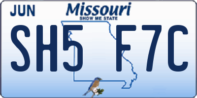 MO license plate SH5F7C