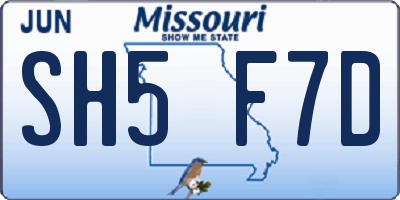 MO license plate SH5F7D