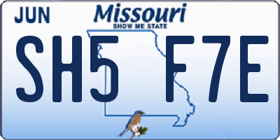 MO license plate SH5F7E