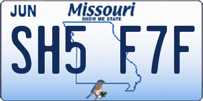 MO license plate SH5F7F