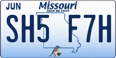 MO license plate SH5F7H