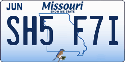 MO license plate SH5F7I
