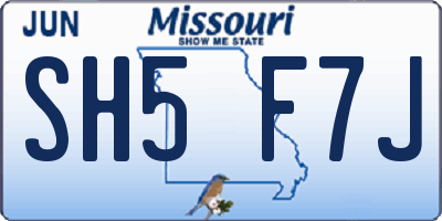 MO license plate SH5F7J