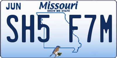 MO license plate SH5F7M